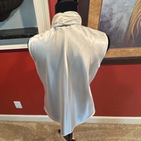 Nine West  White Satin Sleeveless Blouse with Tie - Picture 2 of 6